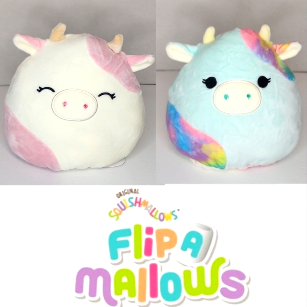 CAEDYN 🔄 CAEDIA 🐄 Blue Tie Dye & Pink Cow FlipAMallow Original Squishmallow